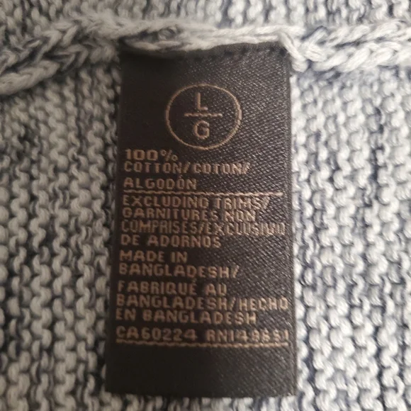 HUDSON Women's Size L Multi navy stripe 100% cotton classic tunic sweater - Picture 11 of 11